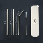 4-in-1 Silver Stainless Steel Drinking Straw Gifts Set | Executive Door Gifts
