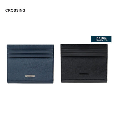 Crossing Elite Leather Card Case With Button Closure RFID