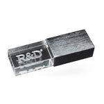 Brushed Metal Crystal USB Drive with LED Light | Executive Door Gifts