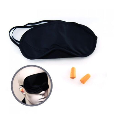 Travel Essential - Black color eye mask with orange color ear plugs | Executive Door Gifts
